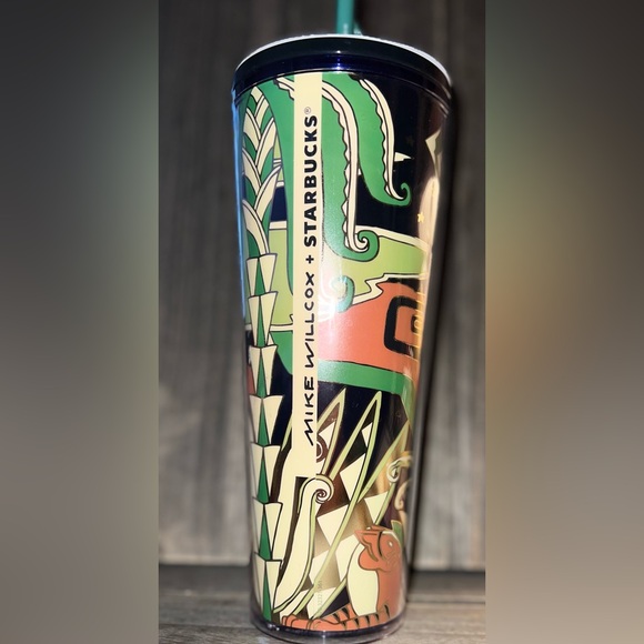 Starbucks Mike Willcox 24oz Cold Cup Tumbler 2024 Art Deco Birds Stars Design - Picture 3 of 7